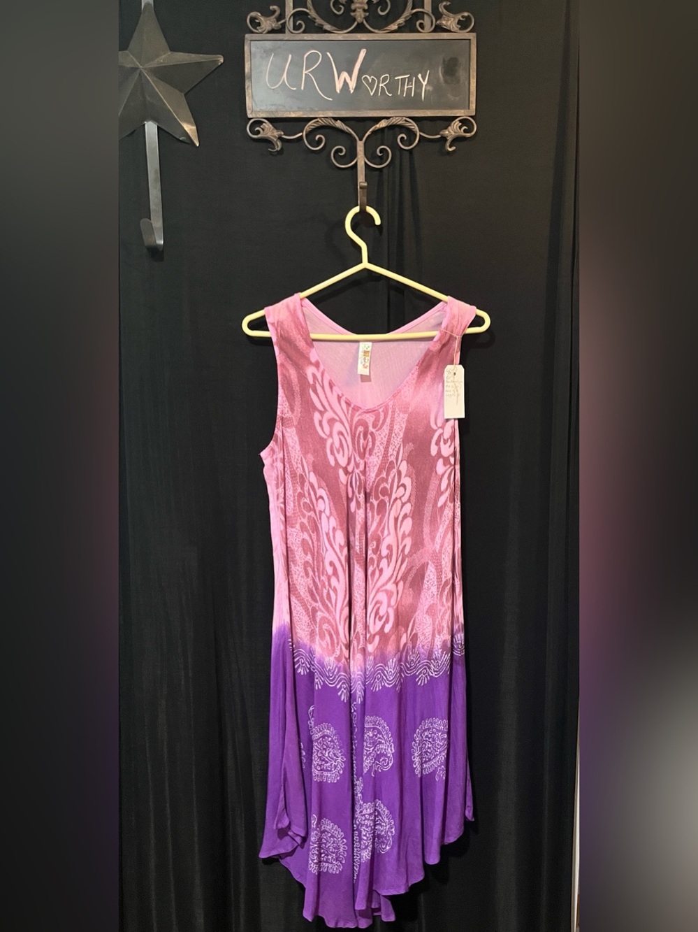 Vibrant Pink & Purple Rayon Midi Dress | Boho Festival Flowy Silhouette OS